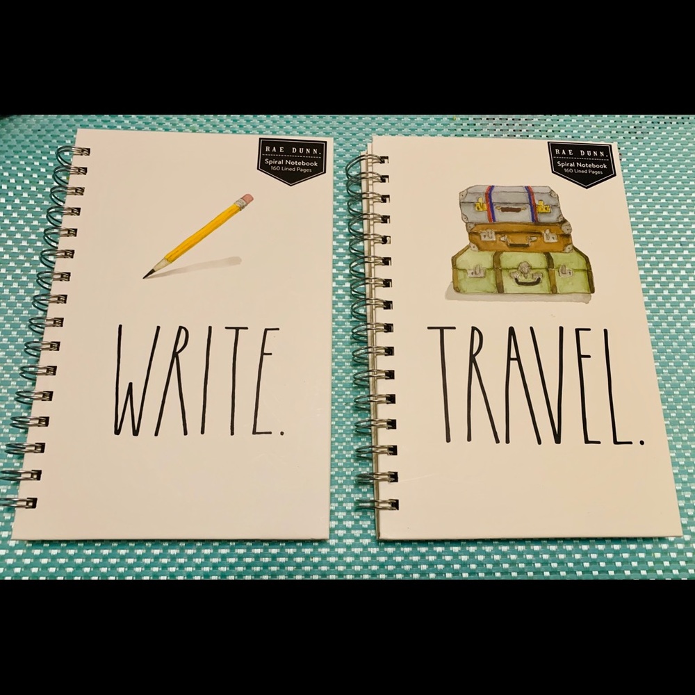 RAE DUNN - 2 Hardcover WRITE and TRAVEL Notebooks